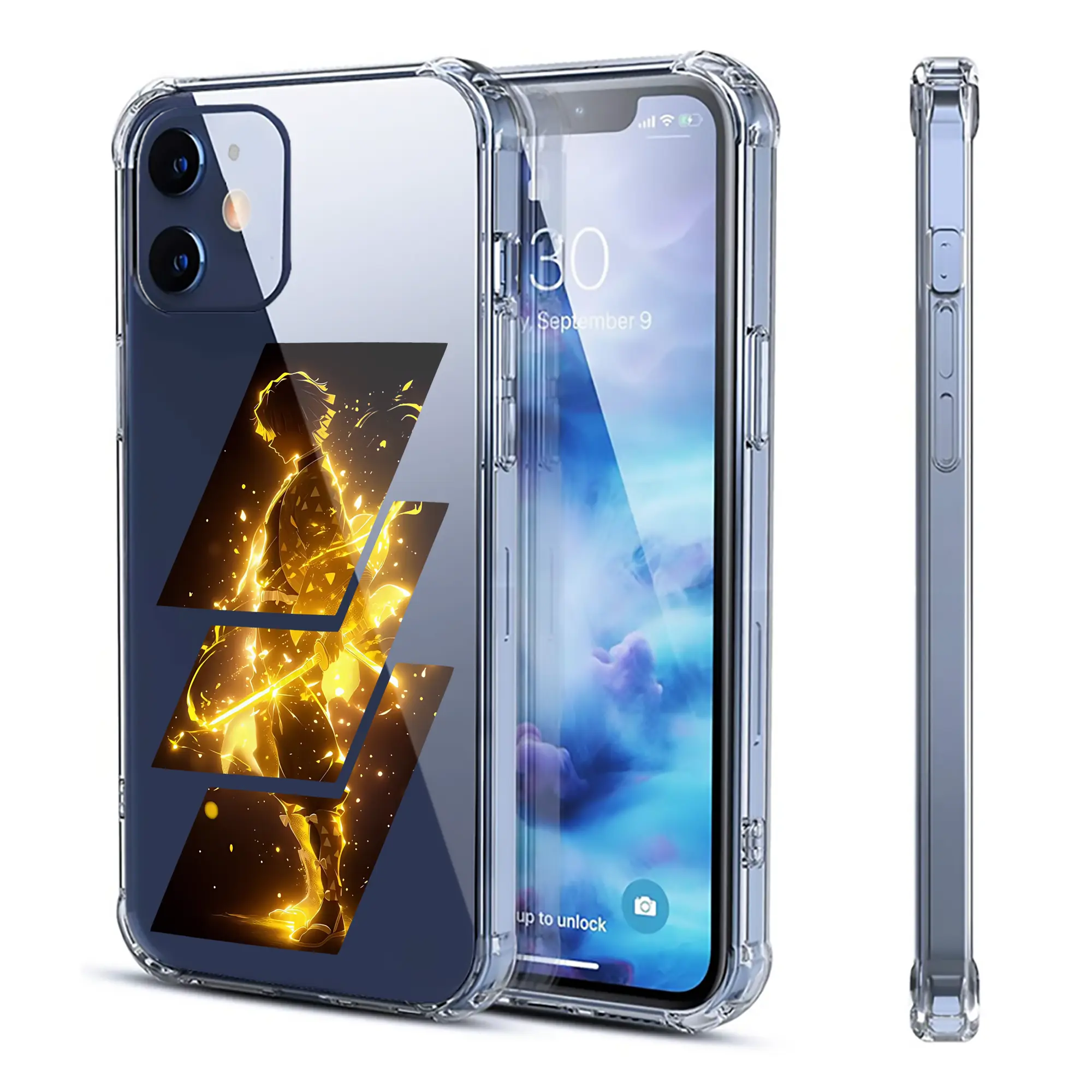 鬼滅の刃 グッズ,我妻 善逸 - IPhone 12シリーズ対応 ・ 透明スマホケース ・ クリアソフトケース ・ TPU素材 ・ 耐衝撃 ・ 高密着 ・ 防汚 防指紋 ・ 簡単着脱